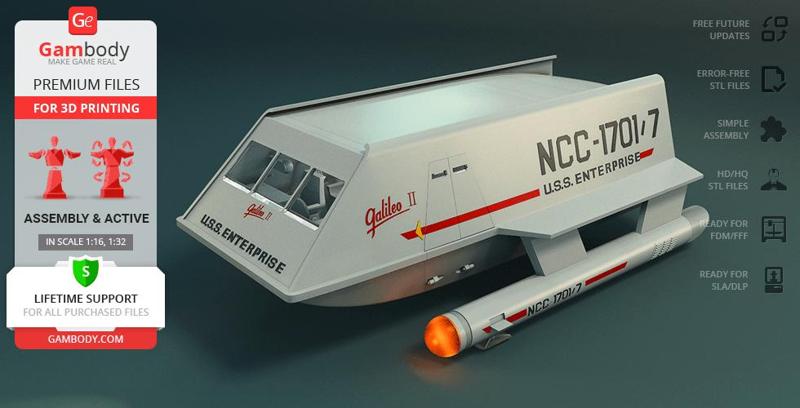 Galileo II Shuttlecraft – STL files for 3D Printing | Assembly + Active