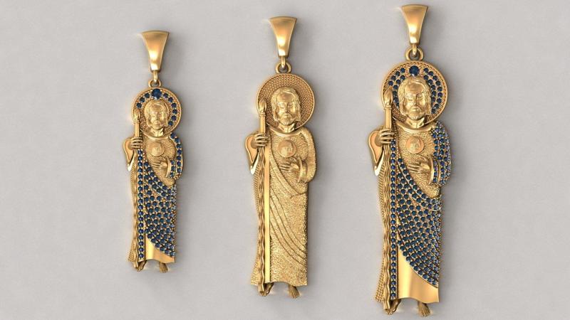 3 MODELS Saint Jude Jewelry St Jude Pendant STL 3DM San Judas