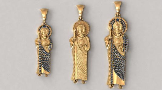 3 MODELS Saint Jude Jewelry St Jude Pendant STL 3DM San Judas