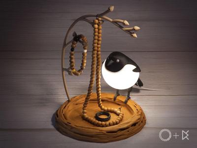 Fluffy Birds – Magpie Lamp