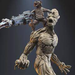 Rocket & Groot in Diorama STL files for 3D Printing | Assembly Model
