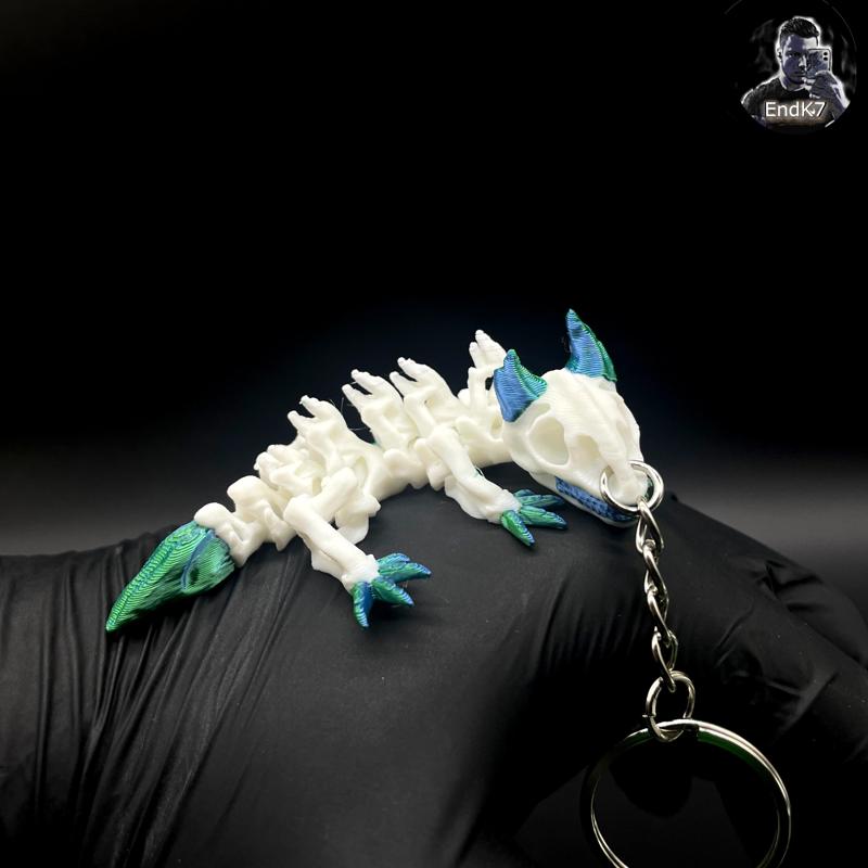 Skeleton Dragon Keychain – Articulated, Print in Place – No Supports