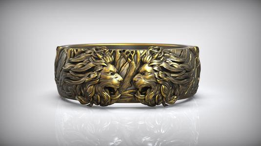 Lion Head Ring Roaring Silver Wedding Band
