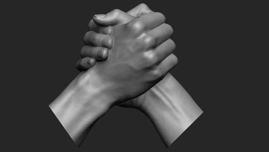 Handshake 2 hands in prayer