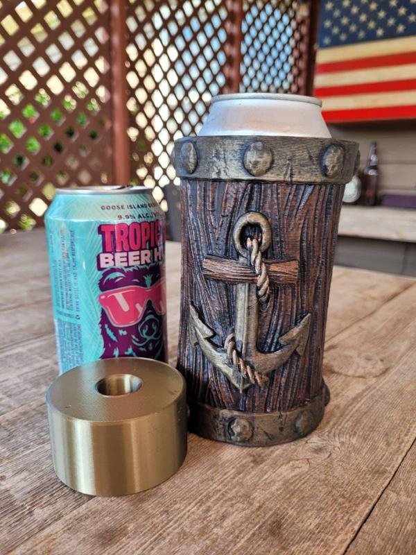 Nautical Wood Beer Can Koozie – Holds Tallboy and 12 ounce