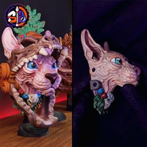 CAT SPHINX AZTEC CAT STL AND 3MF ARTICULATED MASK