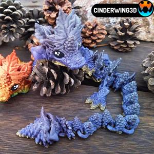 Baby Autumn Dragon, Artuculating Print in Place, Cinderwing3D, No Supports, Fall Baby Dragon