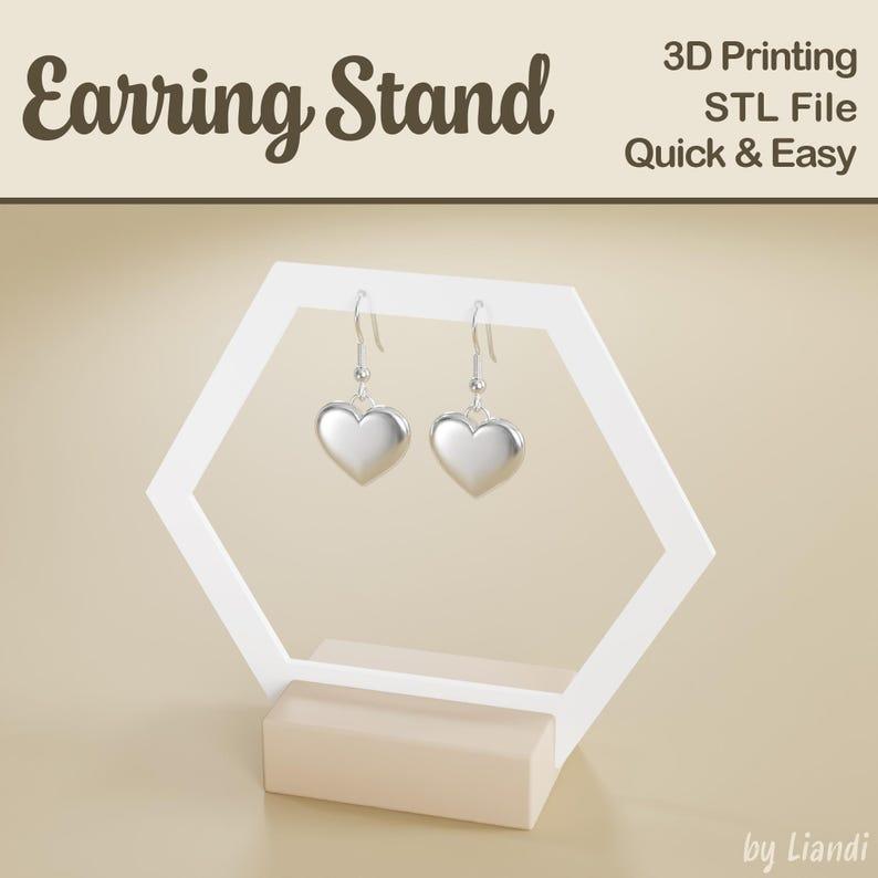 Hexagon Earring Stand STL - 3D Print File, Jewelry Display Stand, Earring Holder, Digital Download for Commercial Use