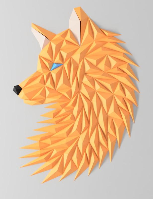 Geometric Wolf (fox) head wall art
