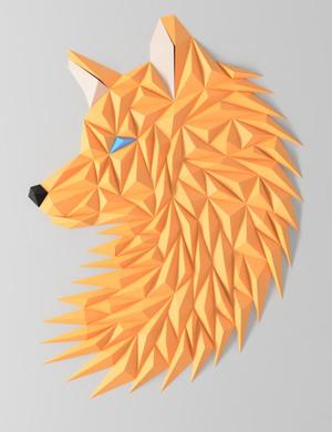 Geometric Wolf (fox) head wall art