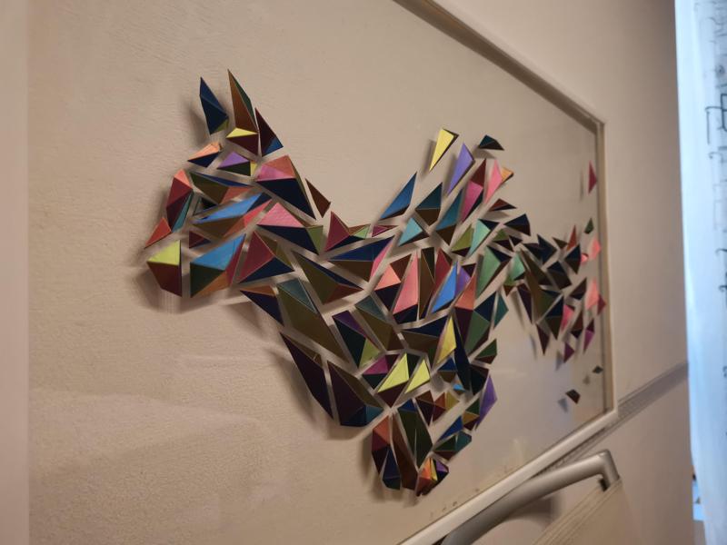 Geometric cat wall art