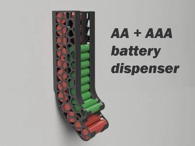 Battery holder for AA + AAA, wall mounted dispenser   
