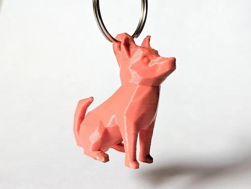 Keyring Keychain Cute Sitting Low Poly Dog with Loop Hook for Keyring Keychain Bag Purse Charm
