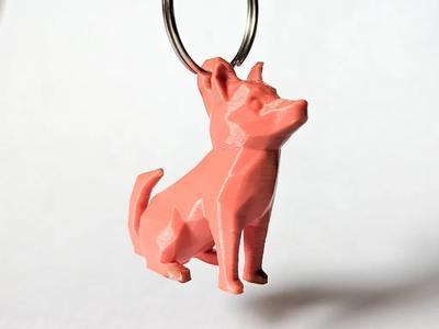 Keyring Keychain Cute Sitting Low Poly Dog with Loop Hook for Keyring Keychain Bag Purse Charm