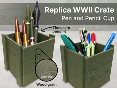 Pen & Pencil Storage Box Replica WWII Weapon Crate