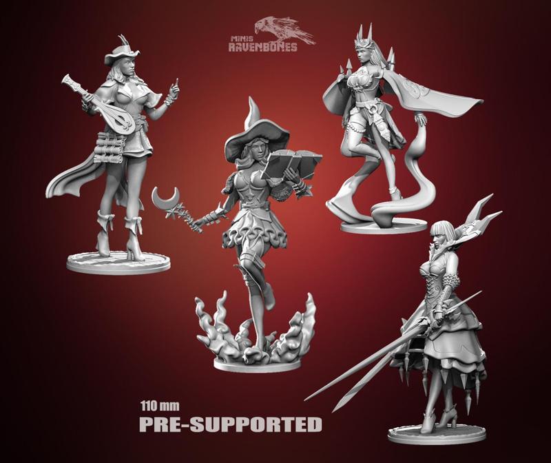 Mage, Bard, Vampire and Witch 110 mm Bundle