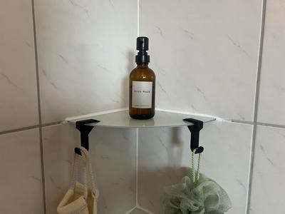 Sliding Hook Bathroom Shower Glass Shelf