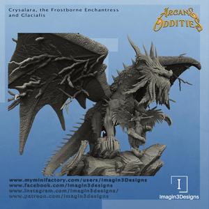 Crysalara the Frostborne Enchantress with Glacialis the Ice Dragon