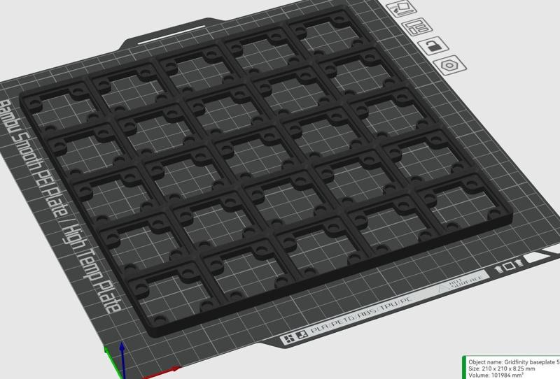 Gridfinity Base 5 x 5 with Magnets 6mm x 2mm