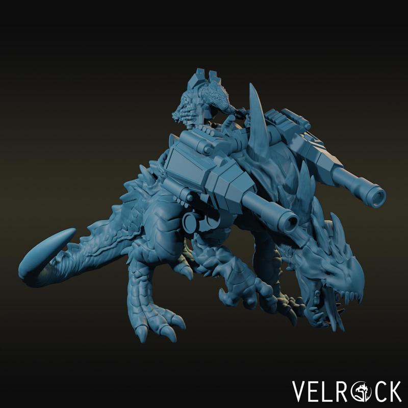 Reptilian Soldier Cavalry on Colossal Lizard