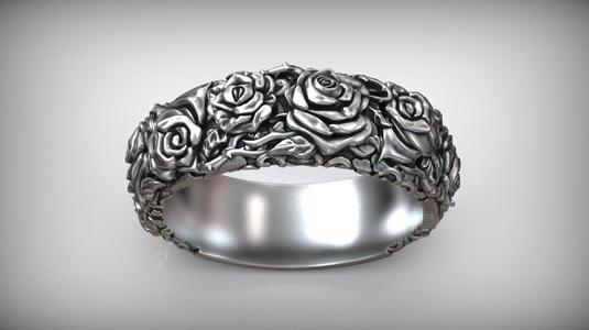 Roses Thorn Pattern Biker Ring