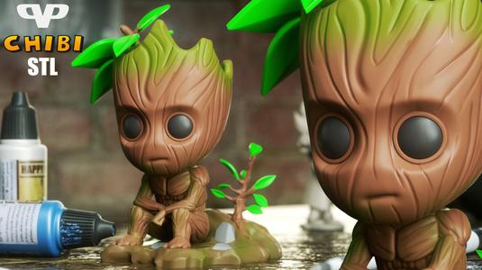 Baby Groot Chibi STL for 3D Printing ChibiSTL 3DXM