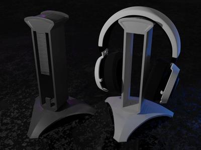 Headphone stand with optional mouse bungee