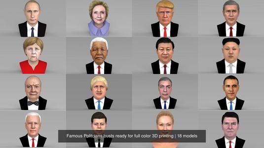 Famous Politcians busts ready for full color 3D printing 3D Model Collection