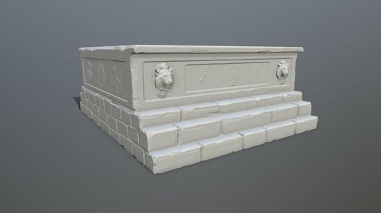 base 3 stone bench with two lions