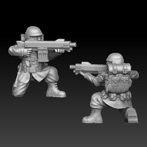 soldier with a gun to shoot from the knee
