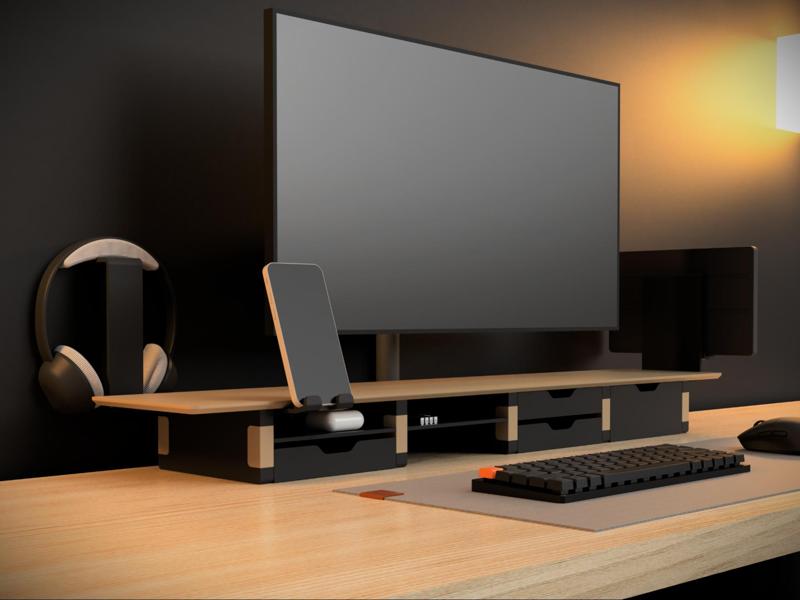Modular Desk Shelf Fully Printed • Screwable Addon