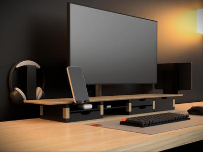 Modular Desk Shelf Fully Printed • Screwable Addon