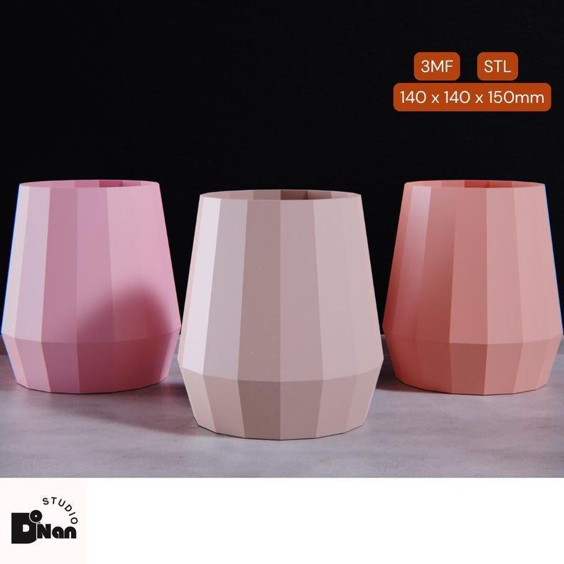 Geometric Faceted Vase - 3D Printed Planter, Modern Home Decor STL File