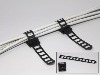 Bracket with cable mounting band -screwed or glued