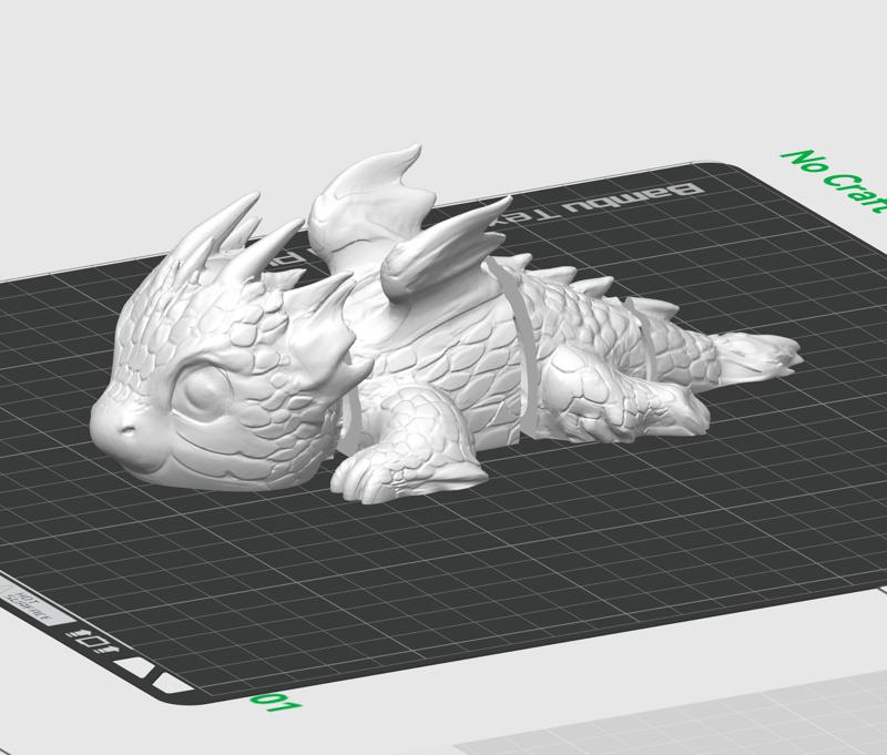 Baby Air Elemental Dragon - Articulated - 3D print STL and multicolor 3MF file