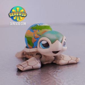 Planet Earth Turtle – Keychain – 3D print STL and 3MF file