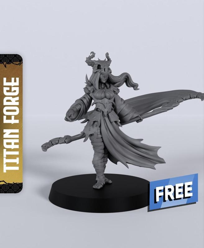 Human Female Warlock Scythe – With Free Dragon  – 5e DnD Inspired for RPG and Wargamers