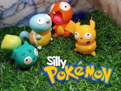 Silly Pokémon Set, Pikachu Charmander Bulbasuar Squirtle (4pcs)