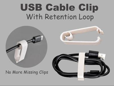 USB Cable Clip / Organizer With Retention Loop