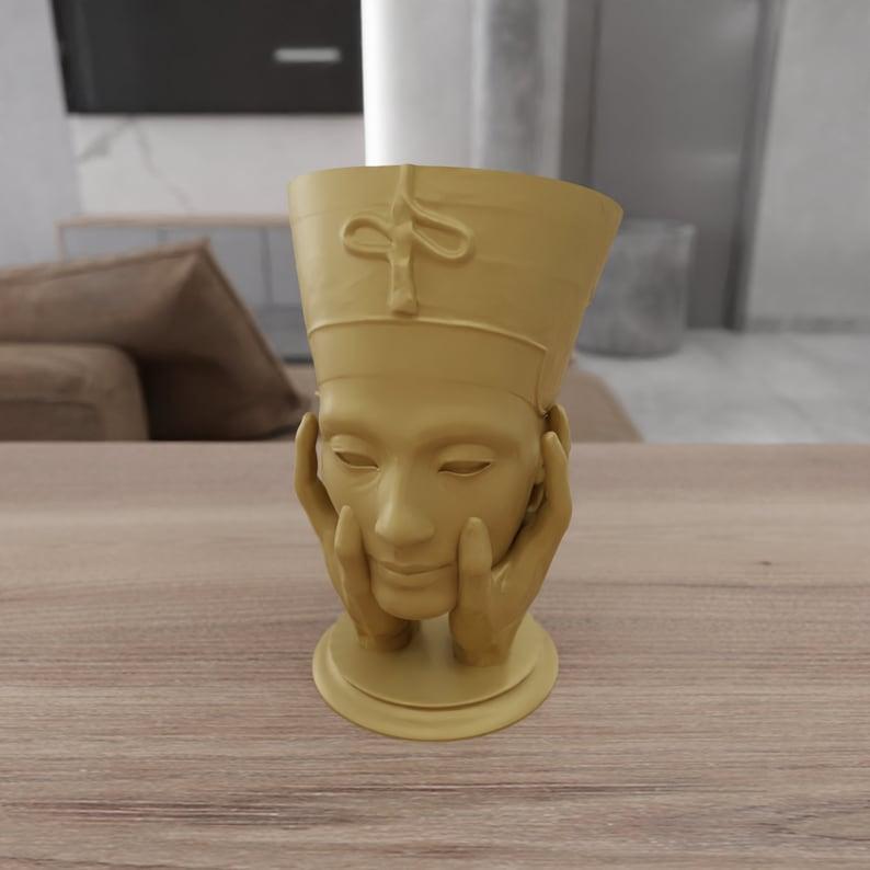 3D Cleopatra Face Vase with Hand and Gifts for Him with 3D Stl File & Flower Vase, 3D Printed Decor, Modern Decor, Stl File, 3D Printing