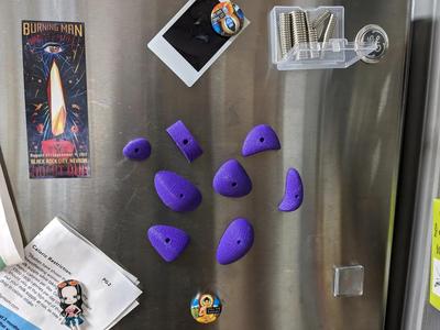Climbing hold fridge magnets