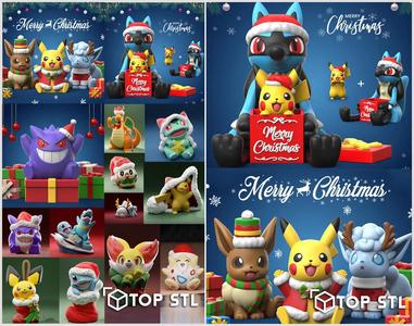 Pokemon Christmas Pack STL 3D Print Models