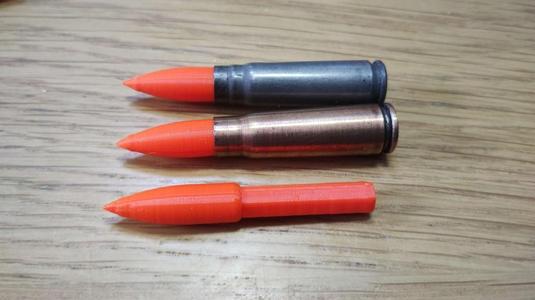 7.62x39mm dummy bullet for empty cartridge with hex shank bit