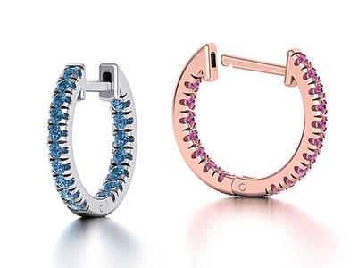 Delicate Fine Diamond Hoop Earrings 3d model