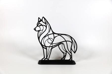 Abstract Line Art Husky
