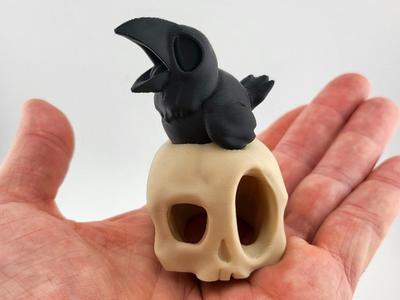 kawaii skull crow sweet cute
