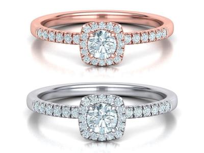 Halo Engagement Ring Cushion Halo design 3d model