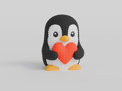 Knitted Valentine’s Day Penguin