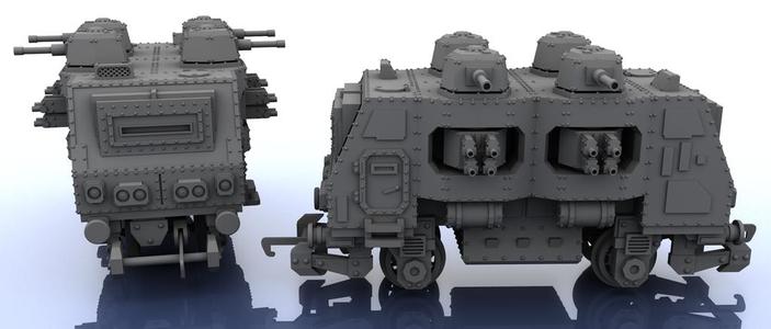 OO Train – Warhammer Style – 1 Segment Mirrorred Quad Turrets