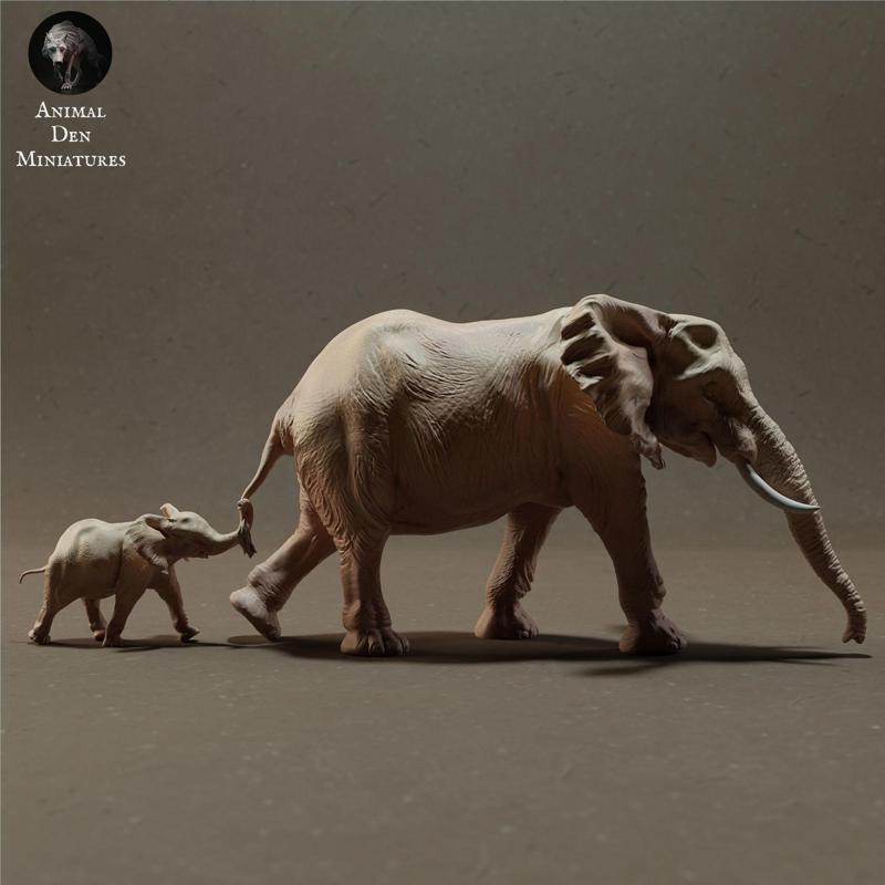 African Bush Elephant Cow and Calf